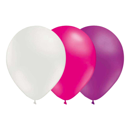 Ilmapallot Valkoinen-Magenta-Vaaleanliila - 15-pakkaus