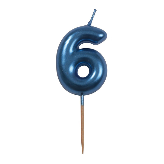 Sininen Kakkukynttilä Numero - Numero 6