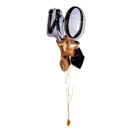 Ilmapallokimppu Marble Shape Birthday 40 Kulta/Musta