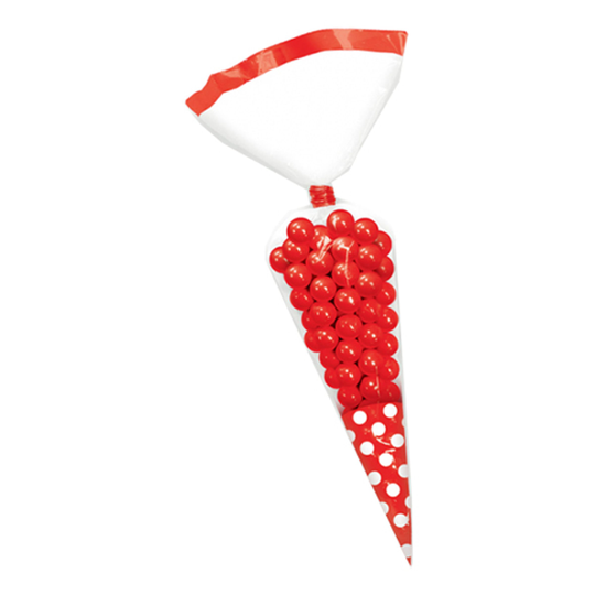 Sellofaanipussit Polka Dot Omenanpunaiset - 10-pakkaus