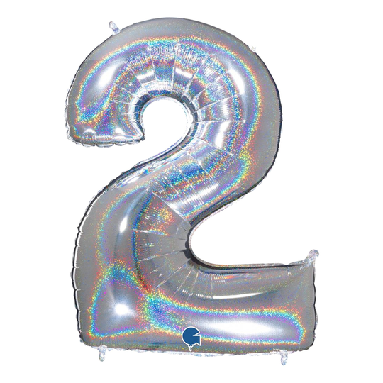 Numeroilmapallo Glitter Hopea - Numero 2