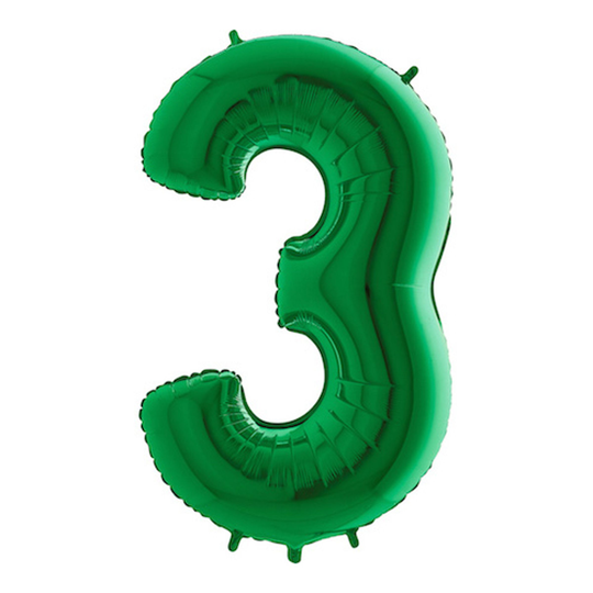 Numeroilmapallo Vihreä Metallic - Numero 3