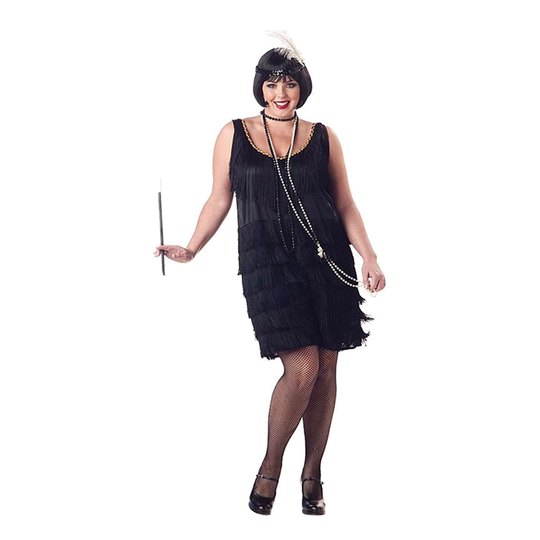 Musta Flapper Mekko Plus size Naamiaisasu - 2XL