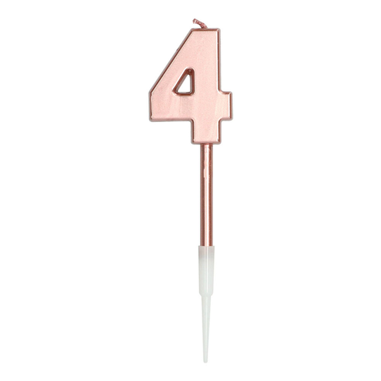 Kakkukynttilä Ruusukulta Metallic - Numero 4