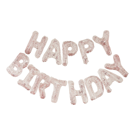 Ilmapalloviirinauha Happy Birthday Konfettitäytteinen