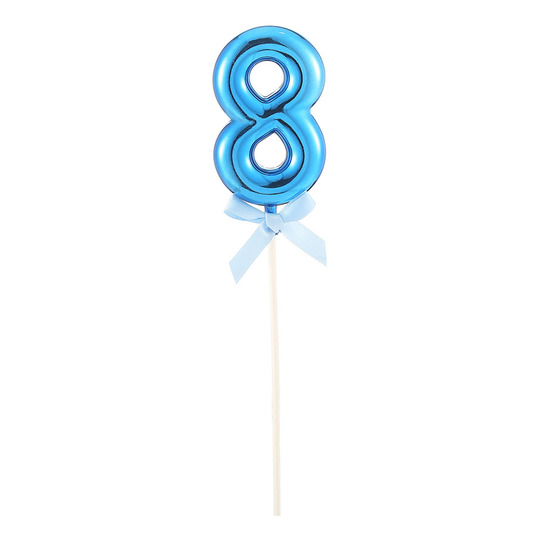 Kakkukoriste Numero Sininen Rusetti - Numero 8