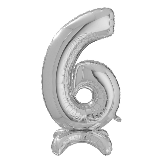 Numeroilmapallo Telineellä Hopea - Numero 6