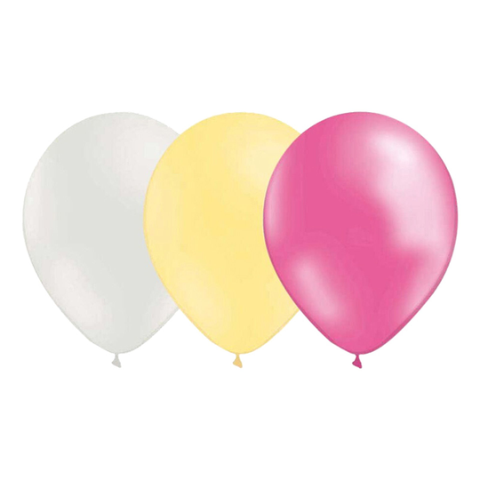 Ilmapallot Valkoinen/Norsunluu/Metalli pinkki - 15-pakkaus