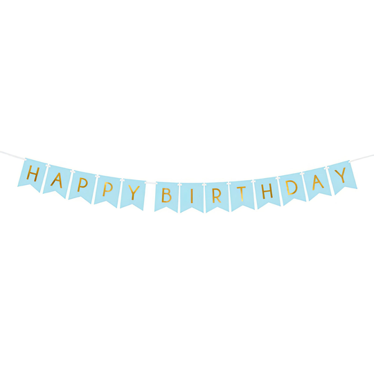 Sininen Lippuviirinauha Happy Birthday