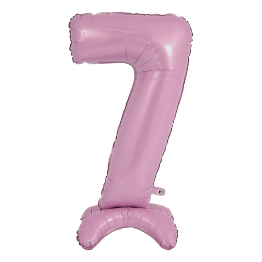 Numeroilmapallo Telineellä Pastellinvaaleanpunainen - Numero 7