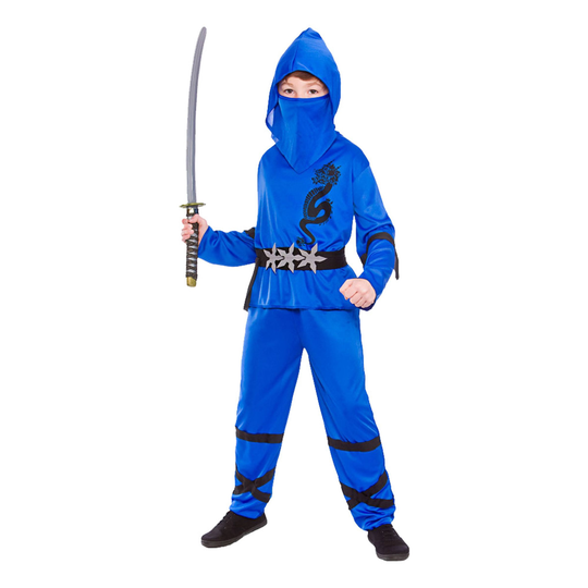 Ninja Lasten Sininen Naamiaisasu - Medium