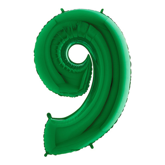 Numeroilmapallo Vihreä Metallic - Numero 9