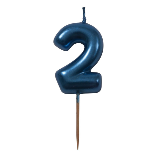 Sininen Kakkukynttilä Numero - Numero 2