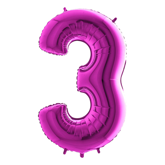 Numeroilmapallo Violetti Metallinen - Numero 3
