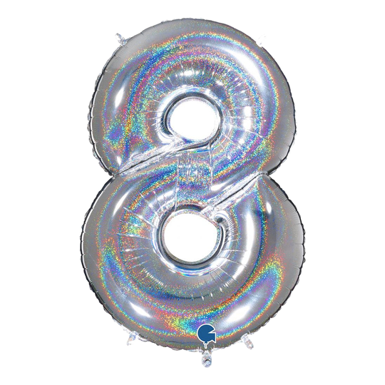 Numeroilmapallo Glitter Hopea - Numero 8