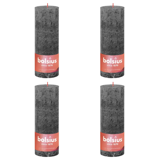 Bolsius Pilarikynttilät Shine 4 kpl 190x68 mm myrskynharmaa