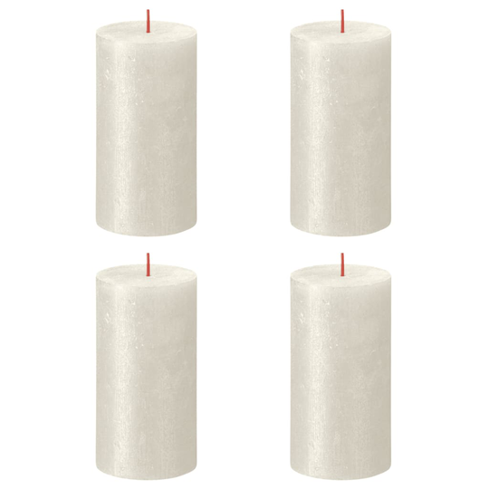 Bolsius Pilarikynttilät Shimmer 4 kpl rustiikkinen 130x68 mm norsunluu