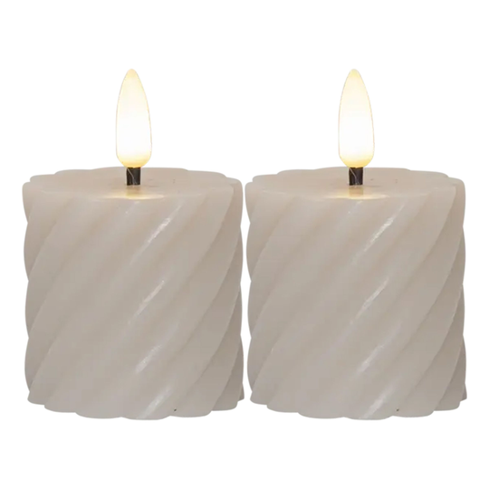 LED Pöytäkynttilä Twist Beige - 2-pakkaus