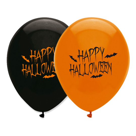 Ilmapallot Happy Halloween Oranssi/Musta - 10-pakkaus
