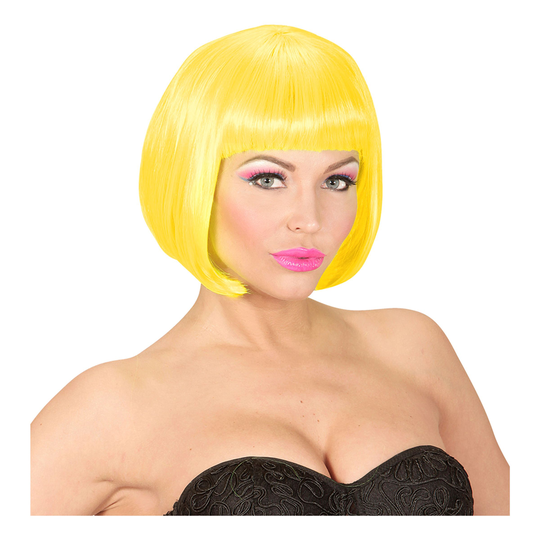 Lyhyt Neon Keltainen Peruukki - One size