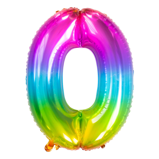 Numeroilmapallo Sateenkaarenvärinen Suuri - Numero 0
