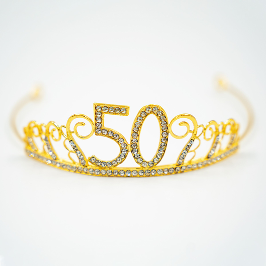 Kakkukoriste Tiara Numero Metallinen Kulta - Numero 50