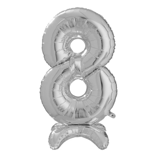 Numeroilmapallo Telineellä Hopea - Numero 8
