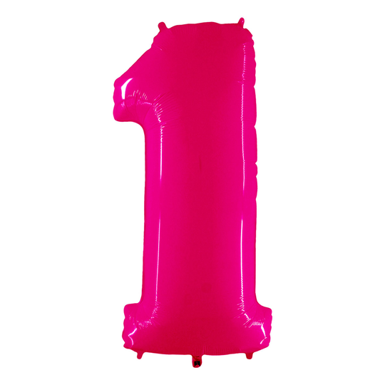 Numeroilmapallo Neon Pinkki - Numero 1