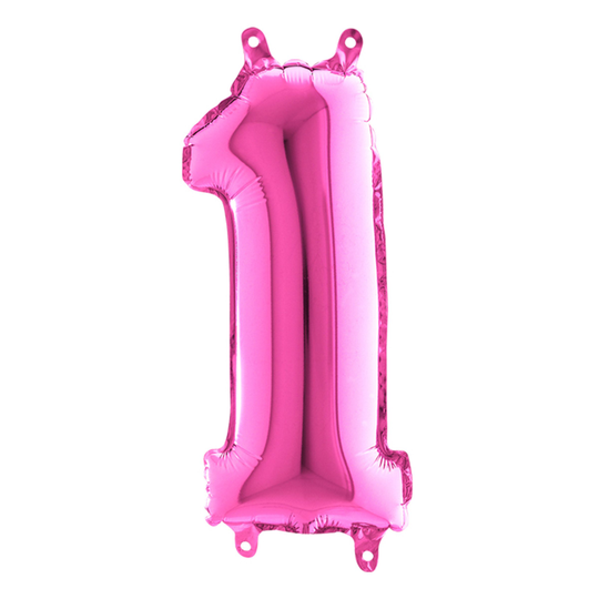 Numeroilmapallo Mini pinkki metallinen - Numero 1