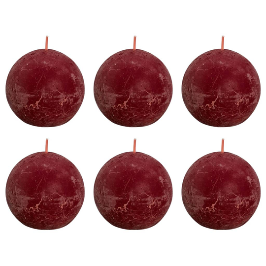 Bolsius Pallokynttilät Shine 6 kpl rustiikkinen 76x71 mm sametinpun.