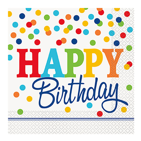 Lautasliinat Polka Dot Happy Birthday - 16-pakkaus