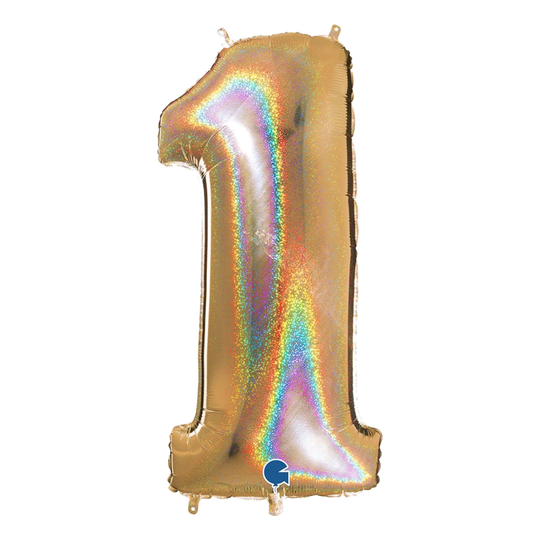 Numeroilmapallo Glitter Kulta - Numero 1