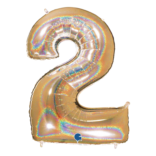 Numeroilmapallo Glitter Kulta - Numero 2