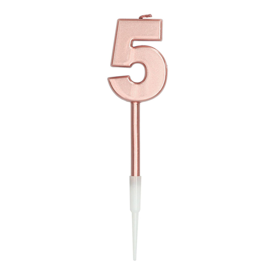 Kakkukynttilä Ruusukulta Metallic - Numero 5