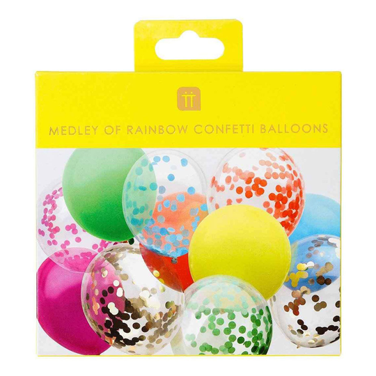 Konfetti-ilmapallot Rainbow - 12-pakkaus