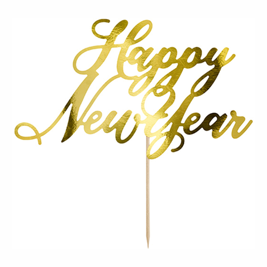 Kakkukoriste Happy New Year Kulta Metallic