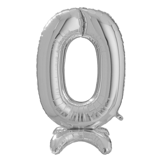 Numeroilmapallo Telineellä Hopea - Numero 0