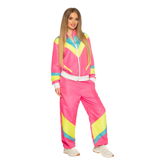 80-luvun Naispuolinen Hölkkääjä Neonpinkki Naamiaisasu - X-Large