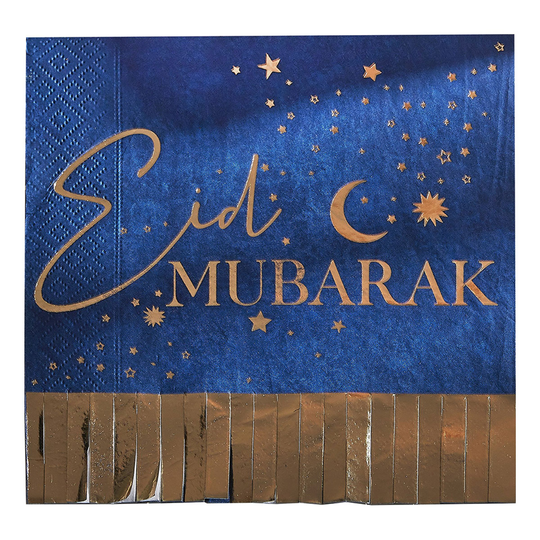 Servetit Eid Mubarak Sininen/Kulta - 16-pakkaus