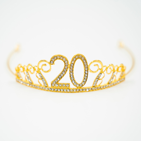 Kakkukoriste Tiara Numero Metallinen Kulta - Numero 20
