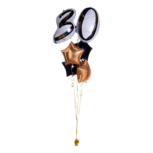 Ilmapallokimppu Marble Shape Birthday 30 Kulta/Musta