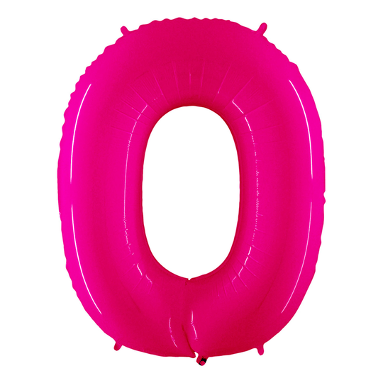 Numeroilmapallo Neon Pinkki - Numero 0