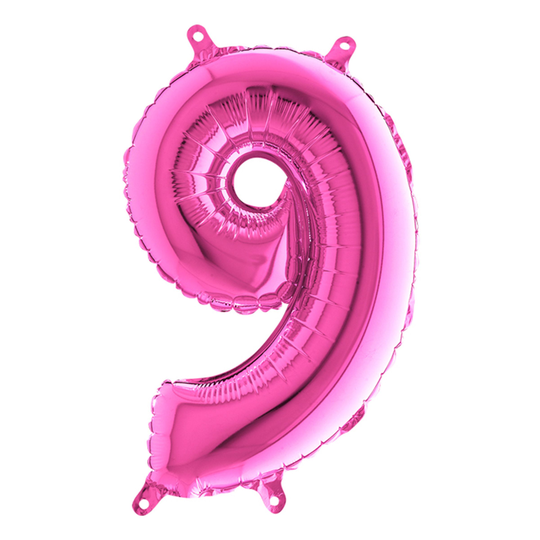 Numeroilmapallo Mini pinkki metallinen - Numero 9