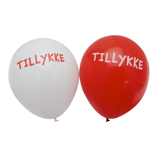 Ilmapallot Tillykke Punainen/Valkoinen - 6-pakkaus
