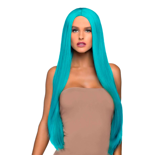 Superpitkä UV Neonturkoosi Deluxe Peruukki - One size