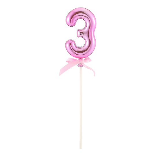 Kakkukoriste Numero Vaaleanpunainen Rusetti - Numero 3