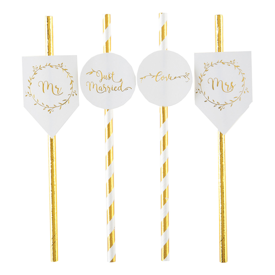 Paperi-imupillit Just Married - 8-pakkaus