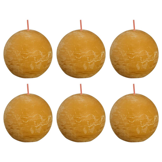Bolsius Pallokynttilät Shine 6 kpl rustiikkinen 76x71 mm keltainen