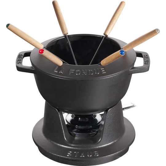 Staub Fonduesetti 18 cm musta, emaloitu pata