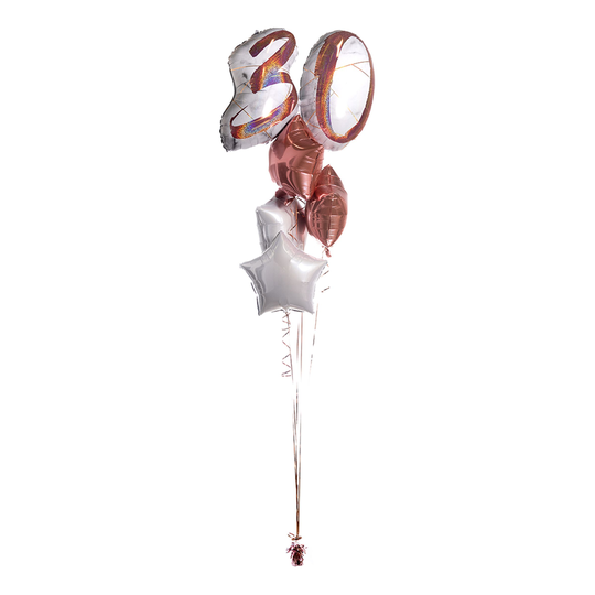Ilmapallokimppu Marble Shape Birthday 30 Ruusukulta